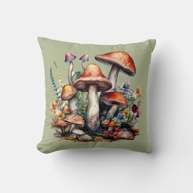 Mushrooms Cottagecore Cushion (Front)