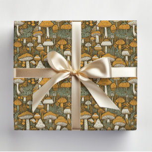 Mushrooms Cottagecore Retro Brown Tissue Paper