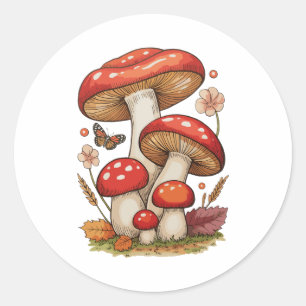 Mushrooms Cottagecore Sublimation Goblincore Classic Round Sticker