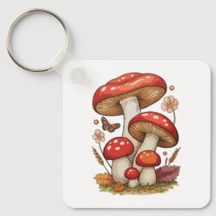 Mushrooms Cottagecore Sublimation Goblincore Key Ring