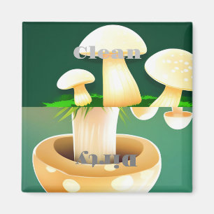 Mushrooms Dishwasher Magnet Clean Dirty