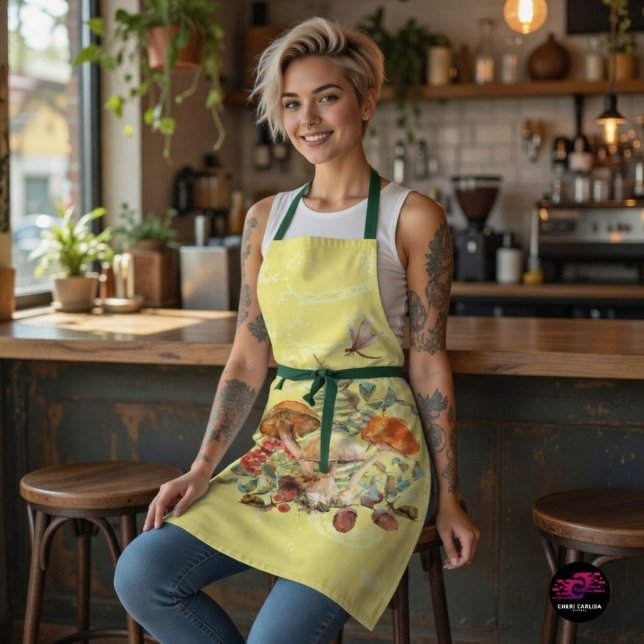 Mushrooms, Dragonflies, Moths & Snails Apron (I forage. I sauté. I don’t explain myself.)