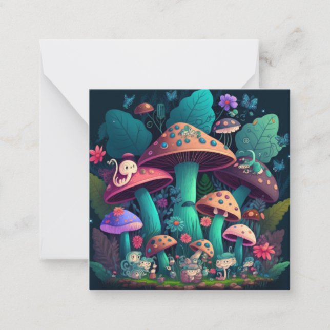 Mushrooms elfs  in the field    card (Front)