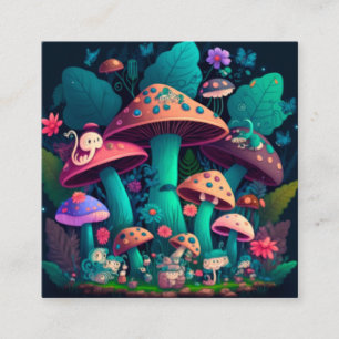 Mushrooms elfs in the field enclosure card