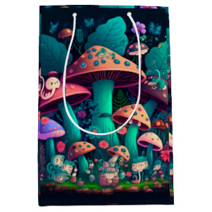 Mushrooms elfs in the field medium gift bag