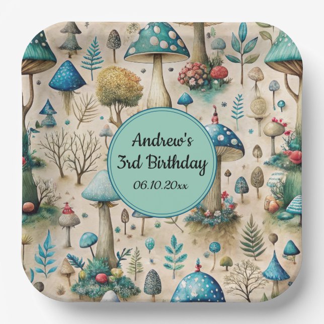 Mushrooms Fairyland Birthday Party Paper Plate (Front)