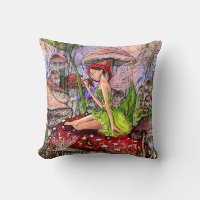 Mushrooms Fantasy Throw Pillow (Front)