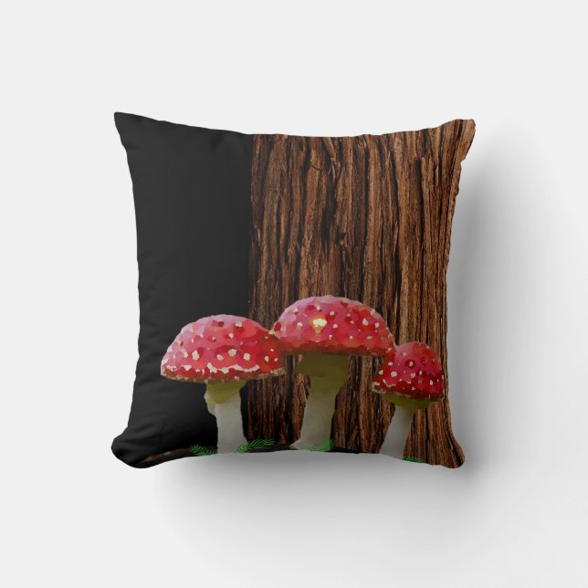 Mushrooms, Ferns and Tree Cushion (Front)