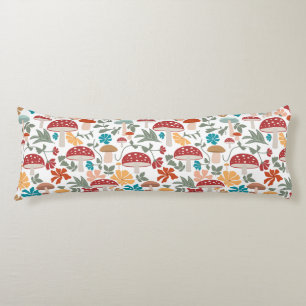 Mushrooms & Floral Mid Century Modern Pattern Body Cushion