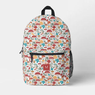 Mushrooms & Floral Mid Century Modern Pattern Printed Backpack