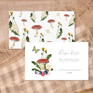 Mushrooms gender neutral diaper raffle enclosure card