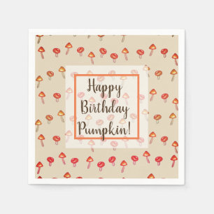 Mushrooms Happy Birthday  Fall Art  Paper napkins