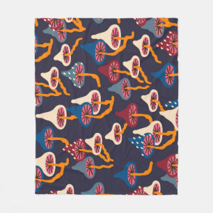 Mushrooms Illustration Fabric Wrapping Pattern Fleece Blanket