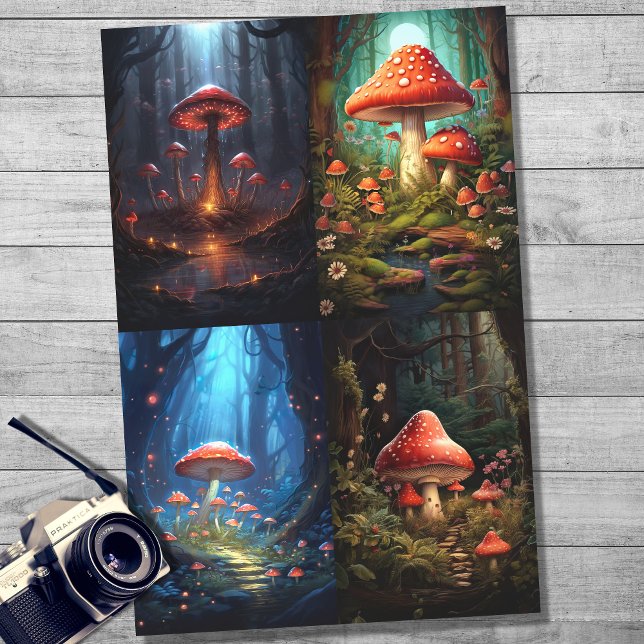 Mushrooms in Forest Collage 1 Decoupage Paper (Creator Uploaded)