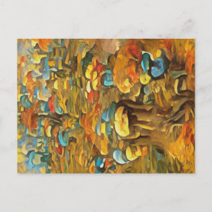 Mushrooms in the spring forest postcard