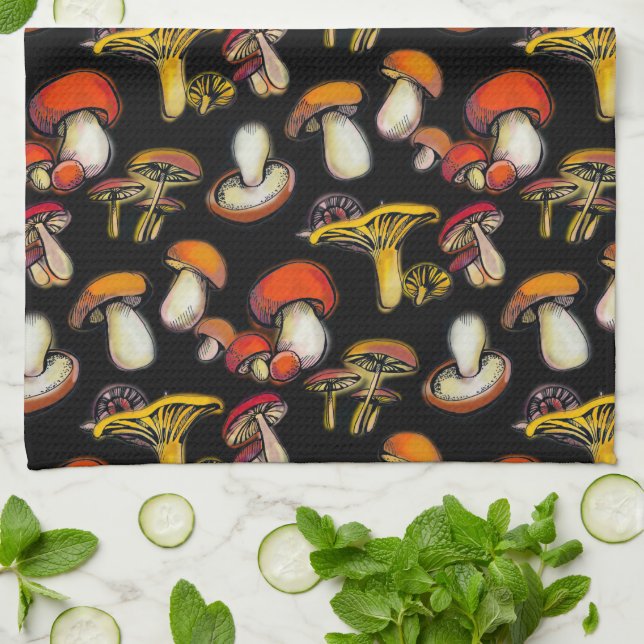 Mushrooms  kitchen towel (Folded)