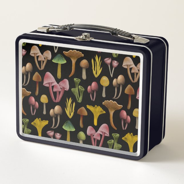 Mushrooms, Lichen & Colourful Fungi Metal Lunch Box (Front)