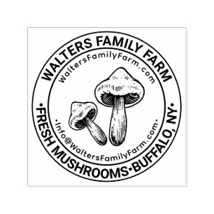 Mushrooms Logo Business Name Location URL Email Self-inking Stamp