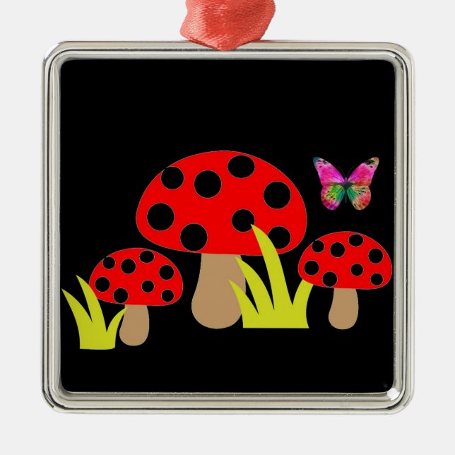 Mushrooms Metal Tree Decoration (Front)