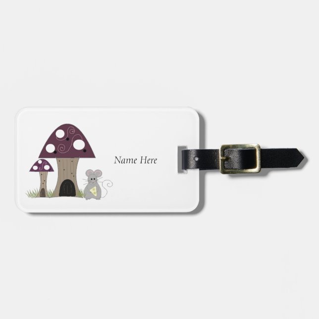 Mushrooms Mouse House Luggage Tag (Front Horizontal)