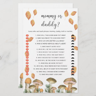Mushrooms - mummy or daddy baby shower game