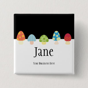 Mushrooms Name Badge Button
