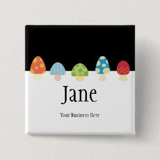 Mushrooms Name Badge Button