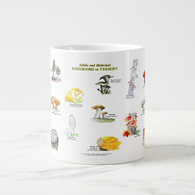 Mushrooms of Vermont (edible and medicinal) Large Coffee Mug (Front)