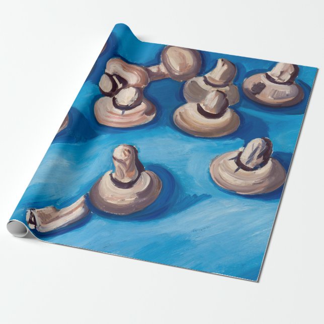 Mushrooms on a Blue Background, 1929 by Hartley Wrapping Paper (Unrolled)