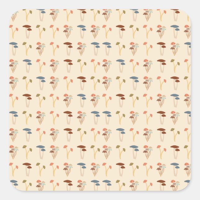 Mushrooms Pattern Square Sticker (Front)
