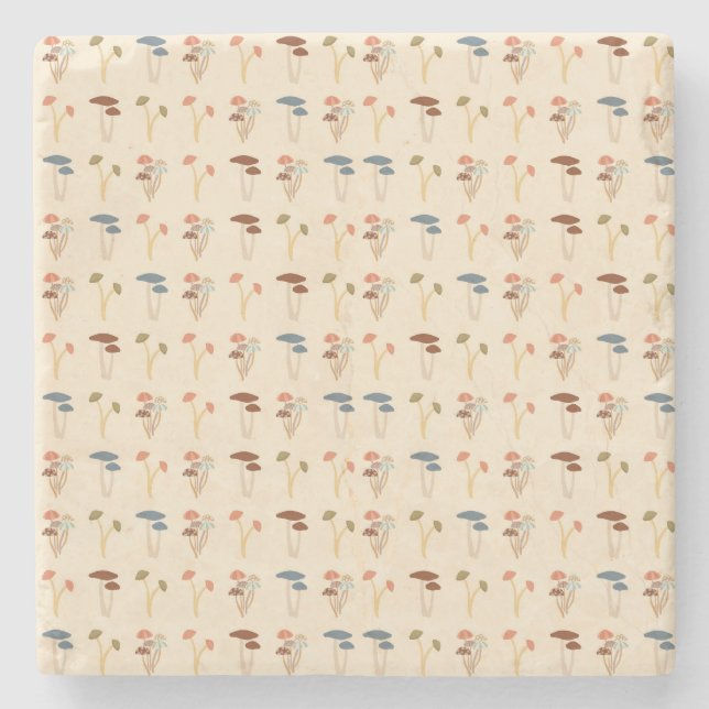 Mushrooms Pattern Stone Coaster (Front)