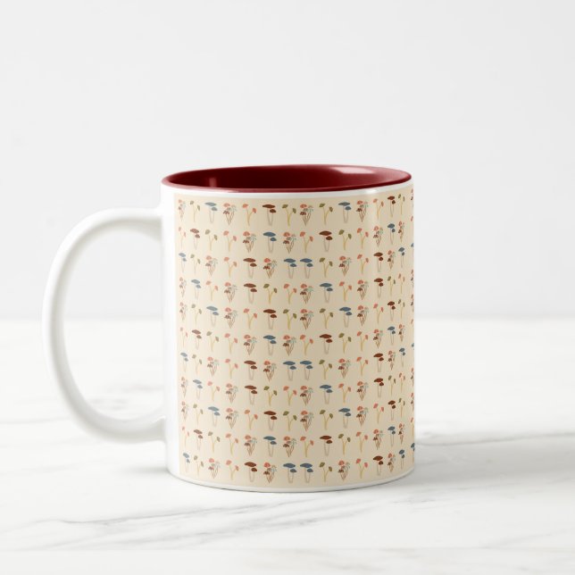 Mushrooms Pattern Two-Tone Coffee Mug (Left)
