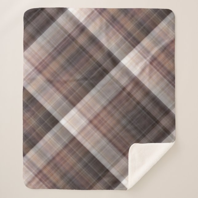 Mushrooms Rustic Brown Plaid Sherpa Blanket (Front)
