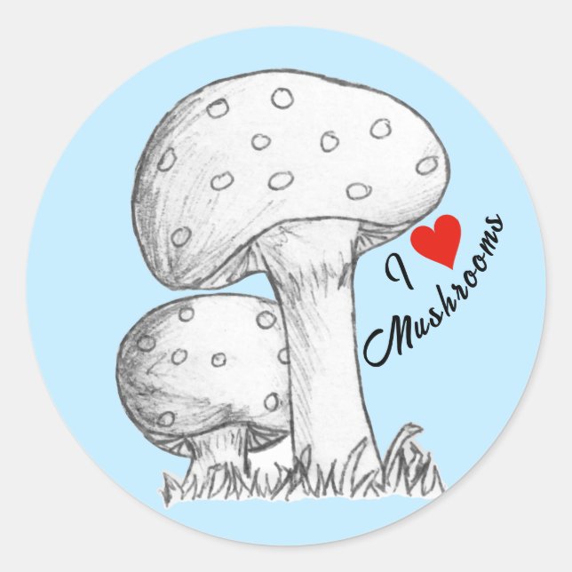 Mushrooms Sketch Classic Round Sticker (Front)