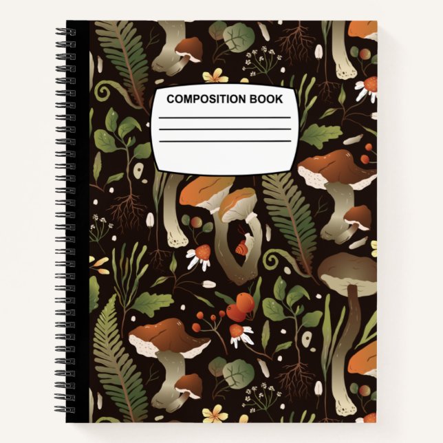 Mushrooms Spiral Composition Notebook (Front)