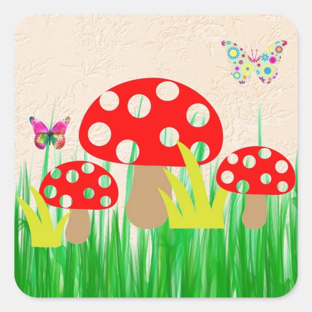 Mushrooms Square Sticker (Front)