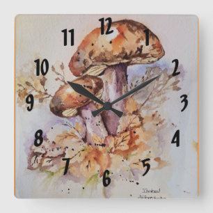 Mushrooms Square Wall Clock