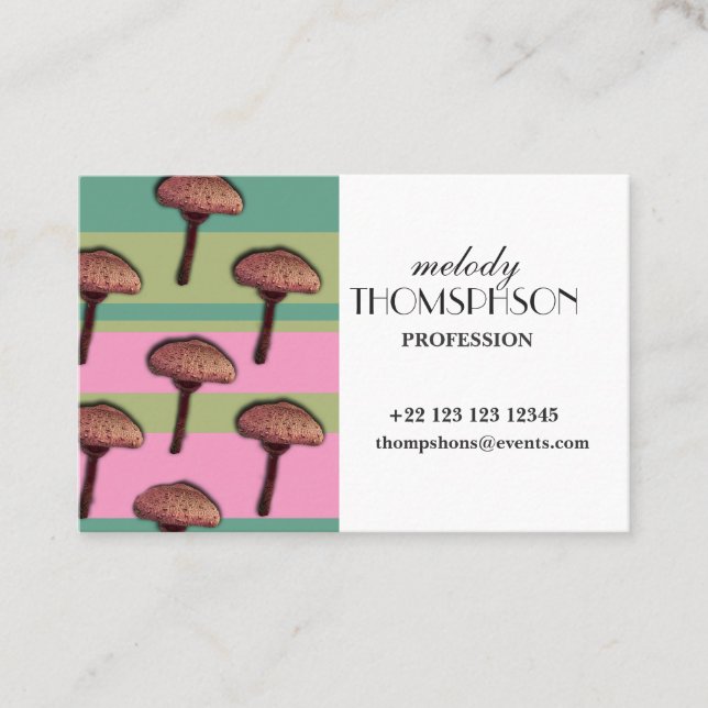 Mushrooms, Stripes Business Card (Front)