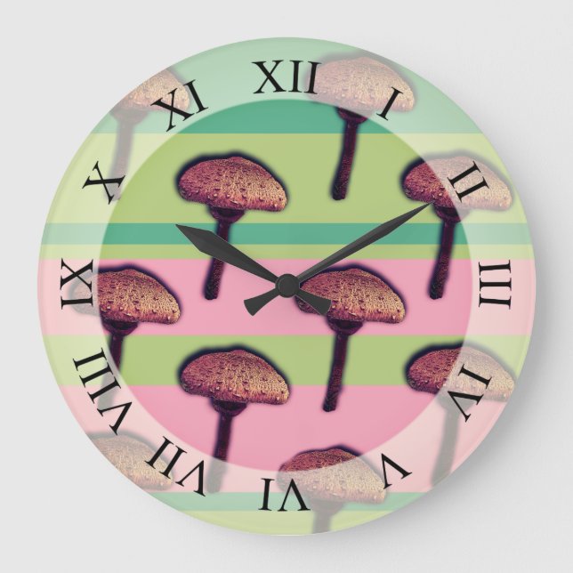 Mushrooms & Stripes  Wall Clock (Front)