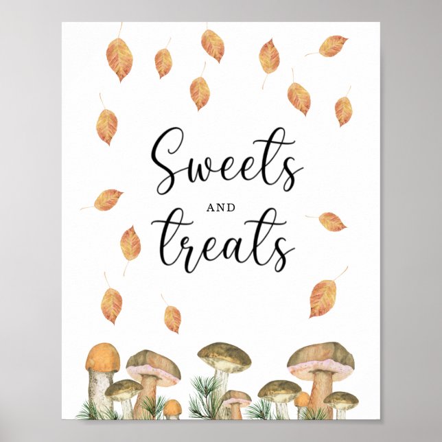 Mushrooms - sweets and treats baby shower poster (Front)