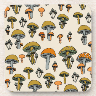 Mushrooms vintage pattern coaster