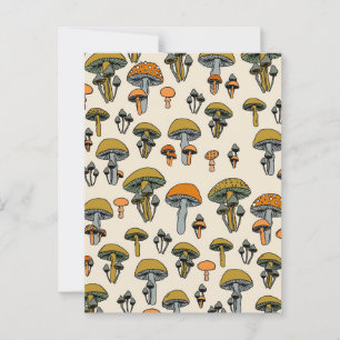 Mushrooms vintage pattern postcard