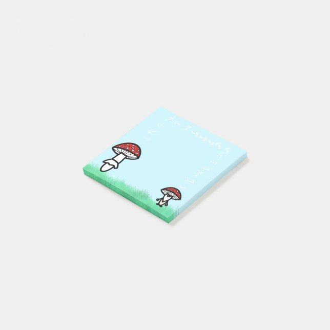 Mushrooms with a Gnome Sticky Notes (Angled)