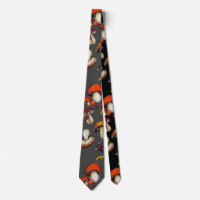 Mushrooms with grey background neck tie