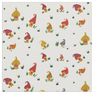 Mushrooms with heart Custom Combed Cotton Fabric