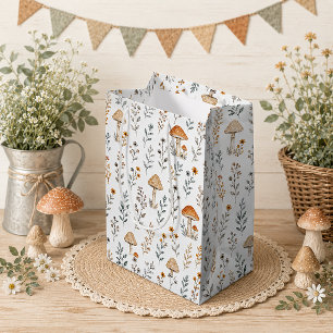 Mushrooms, Woodland Accents, Floral, Whimsical Medium Gift Bag