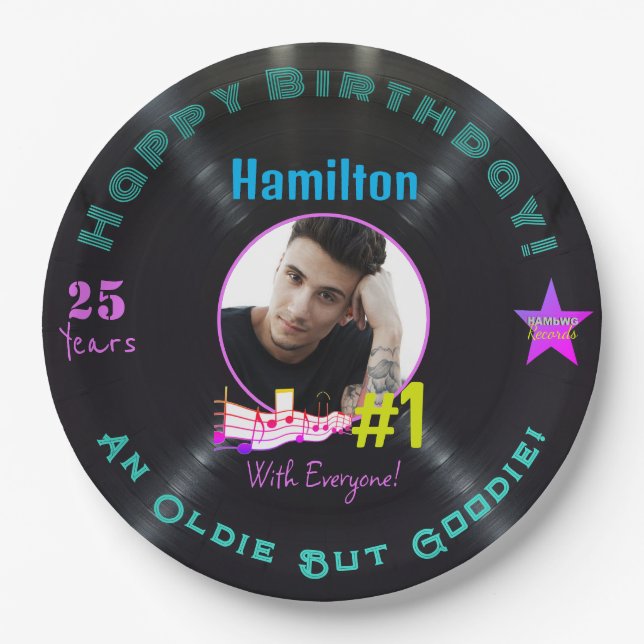 Music Album Birthday Paper Plate - HAMbWG (Front)