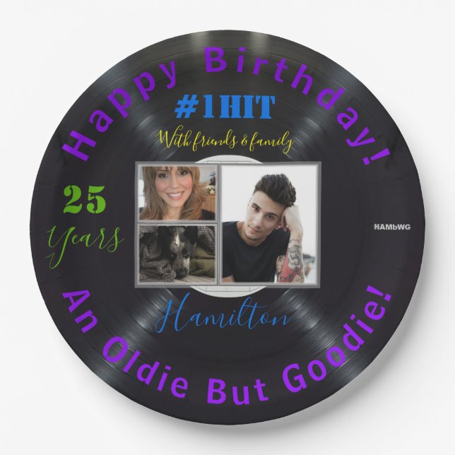 Music Album Theme Birthday Paper  Plate - HAMbWG (Front)