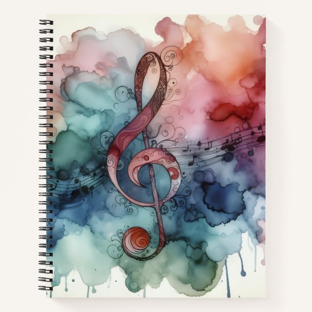 Music Alcohol Ink Deluxe Notebook (Front)