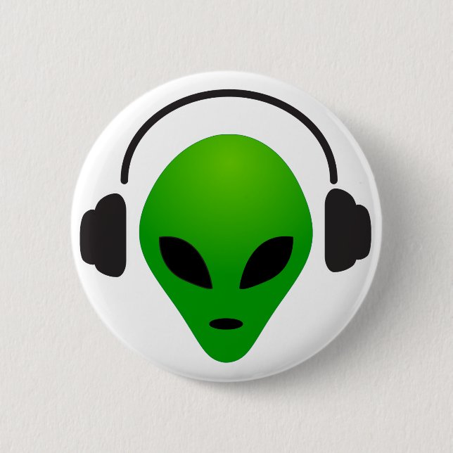Music alien 6 cm round badge (Front)